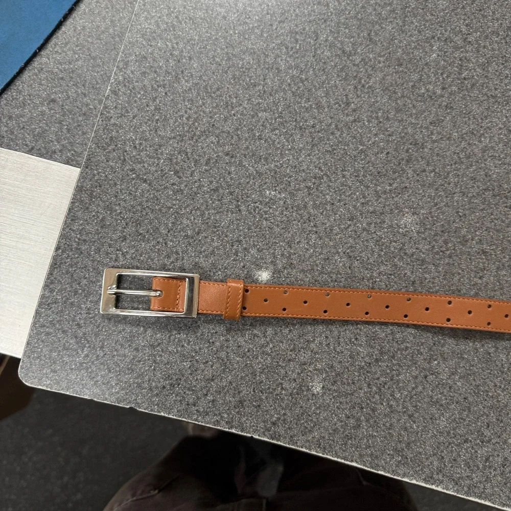 Talbots Belt Womens Medium Brown Excellent Leather Perforated Made in Italy